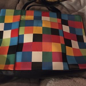 NWOT Karl Lagerfeld Colorful Checkered Tote Bag